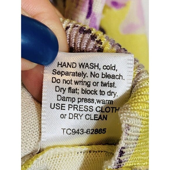 Pendleton Cardigan Sweater Womens Sz Medium Floral Silk Knit 3/4 Button Front - Picture 8 of 10